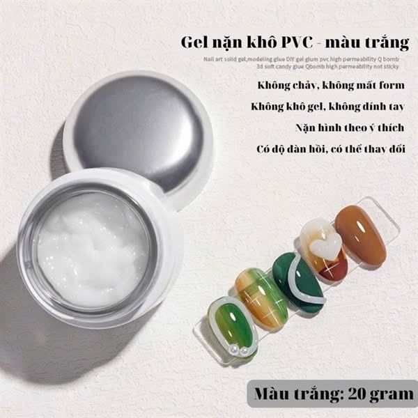Gel nặn nổi 3D Annies Không bết dính. Gel nặn Thủy tinh Trắng - Trong